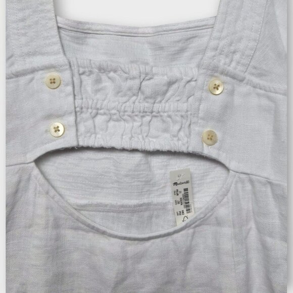 MADEWELL Square-Neck Mini Dress in 100% Linen White 12 NWT - Picture 9 of 12
